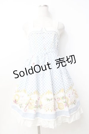 画像: axes femme / ギンガム×花柄ワンピース  サックス Y-25-09-25-106-AX-OP-SZ-ZT0930C