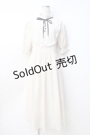 画像: m petit by misako / 梨地水玉切り替えワンピース  生成り Y-25-09-25-110-LO-OP-SZ-ZT309