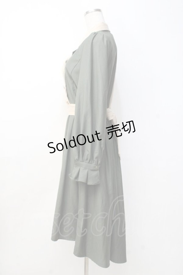 画像2: axes femme POETIQUE / バイカラースロライプワンピース  カーキ Y-25-09-25-112-AX-OP-SZ-ZY (2)