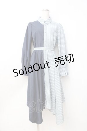 画像: axes femme / バイカラー長袖ワンピ  紺 Y-25-09-25-113-AX-OP-SZ-ZI