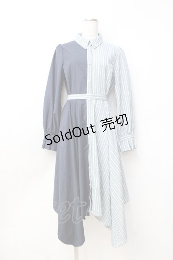 画像1: axes femme / バイカラー長袖ワンピ  紺 Y-25-09-25-113-AX-OP-SZ-ZI (1)