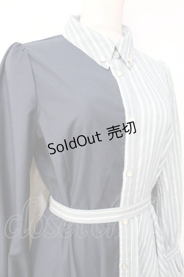 画像4: axes femme / バイカラー長袖ワンピ  紺 Y-25-09-25-113-AX-OP-SZ-ZI (4)