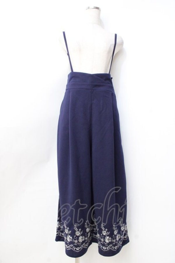 画像1: axes femme / 裾刺繍サス付ワイドパンツ  紺 Y-25-09-25-114-AX-PA-SZ-ZT014 (1)