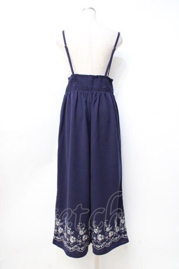 画像2: axes femme / 裾刺繍サス付ワイドパンツ  紺 Y-25-09-25-114-AX-PA-SZ-ZT014 (2)