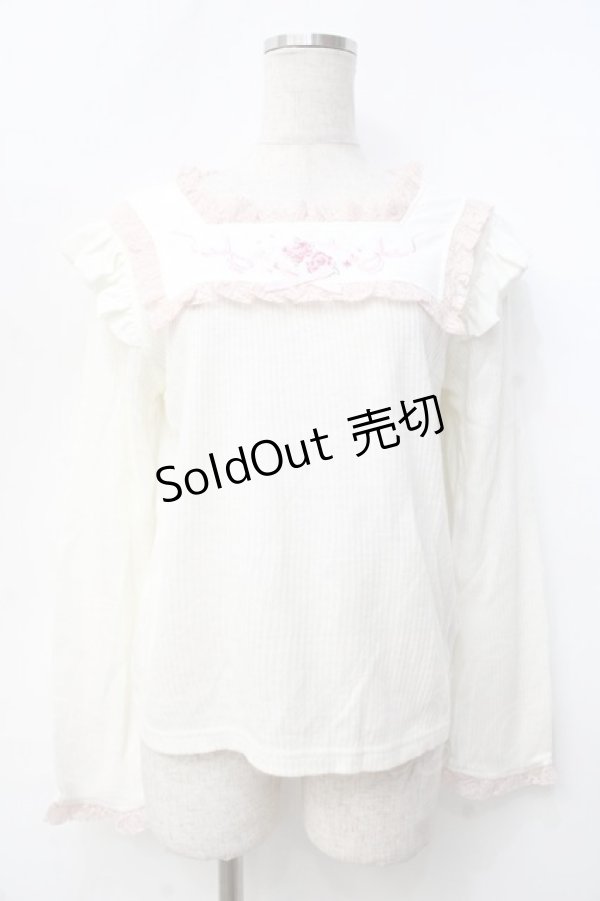 画像1: LIZ LISA / ローズ刺繍リブトップス 0 オフ×ピンク Y-25-09-25-122-LO-TO-SZ-ZI (1)