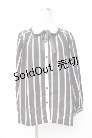 画像: 【SALE】axes femme POETIQUE / ストライプブラウス  黒 Y-25-09-25-032-AX-BL-SZ-ZT157