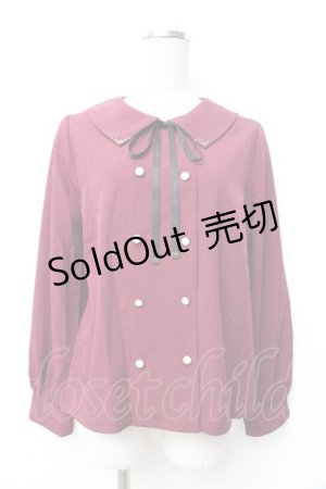 画像: axes femme / リボン付ダブルボタンブラウス  ワイン Y-25-09-25-033-AX-BL-SZ-ZY