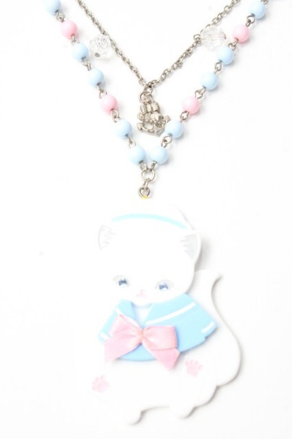画像1: Angelic Pretty / Sailor Marine Kittenネックレス  サックス Y-25-09-29-008-AP-AC-SZ-ZY (1)
