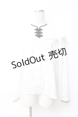 画像: axes femme / チャイナ釦ジャカードブラウス  白 Y-25-09-29-087-AX-BL-SZ-ZI