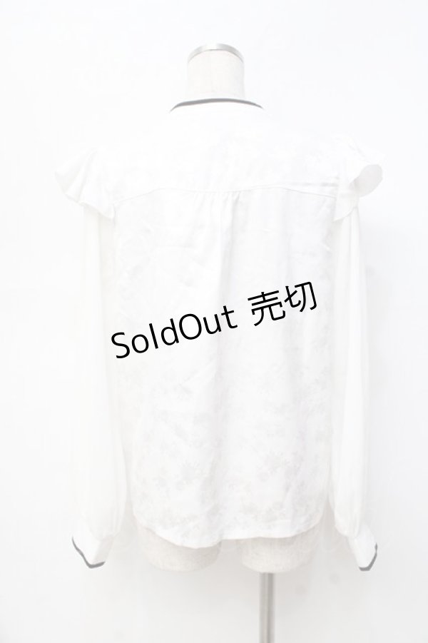 画像2: axes femme / チャイナ釦ジャカードブラウス  白 Y-25-09-29-087-AX-BL-SZ-ZI (2)