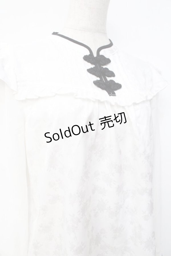 画像3: axes femme / チャイナ釦ジャカードブラウス  白 Y-25-09-29-087-AX-BL-SZ-ZI (3)