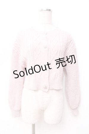画像: axes femme POETIQUE / ビジューボタンショートカーディガン  ピンク Y-25-09-29-088-AX-TO-SZ-ZY