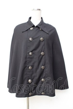 画像: PUTUMAYO / ストライプダブルボタンケープ  黒 Y-25-09-29-091-PT-CO-SZ-ZY