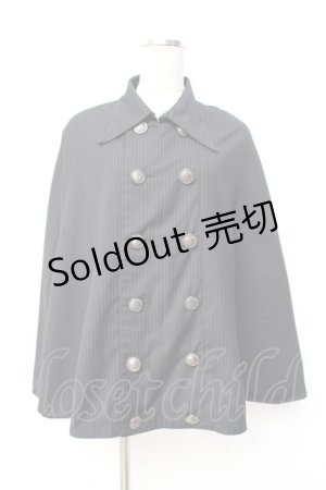 画像: PUTUMAYO / ストライプダブルボタンケープ  黒 Y-25-09-29-091-PT-CO-SZ-ZY