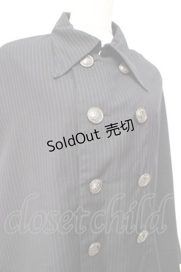 画像4: PUTUMAYO / ストライプダブルボタンケープ  黒 Y-25-09-29-091-PT-CO-SZ-ZY (4)