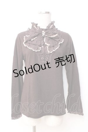 画像: axes femme / レースビッグリボンカットソー  ブラウン Y-25-09-29-116-AX-TO-SZ-ZY