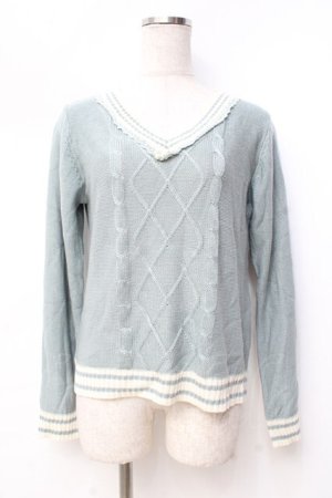 画像: axes femme / ライン入りニット  ミント Y-25-09-29-119-AX-TO-SZ-ZY