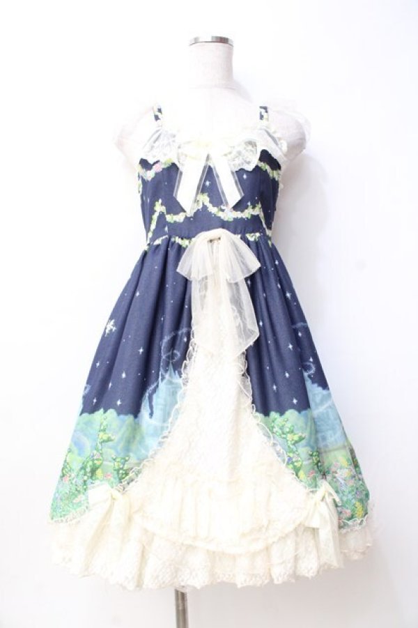 画像1: BABY,THE STARS SHINE BRIGHT / Fairy Topialium 〜Trifolium 仕立ての約束の森〜Repensジャンパースカート  紺 Y-25-09-29-127-BA-OP-SZ-ZY (1)