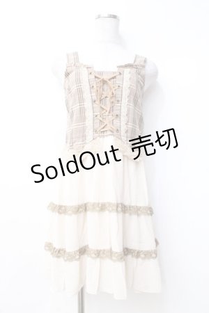 画像: axes femme / タータンチェックフリルタックワンピース  ベージュ Y-25-09-29-129-AX-OP-SZ-ZY