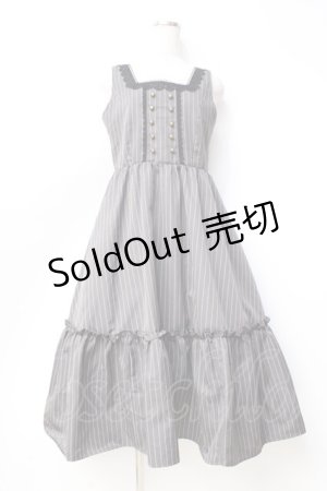 画像: m petit by misako / TT*AOKストライプジャンパースカート L 中灰 Y-25-09-29-140-LO-OP-SZ-ZY