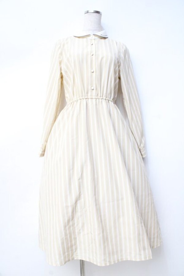 画像1: F i.n.t / クレリックストライプシャツワンピース/ポムポムプリン F ベージュ Y-25-09-29-142-CA-OP-SZ-ZY (1)