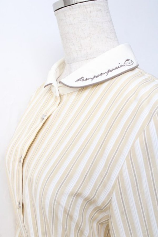 画像3: F i.n.t / クレリックストライプシャツワンピース/ポムポムプリン F ベージュ Y-25-09-29-142-CA-OP-SZ-ZY (3)