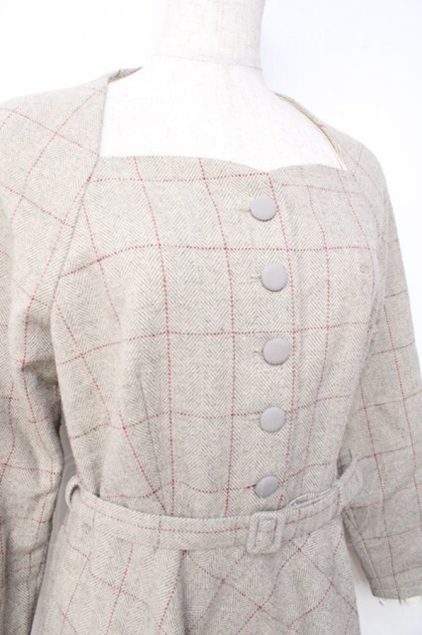 画像3: an another angelus / スイートハートネックラインチェックワンピース F ベージュ Y-25-09-29-144-CA-OP-SZ-ZY (3)