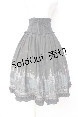 画像: axes femme POETIQUE / ダークメルヘン柄ミディスカート  グリーン Y-25-09-29-150-AX-SK-SZ-ZY