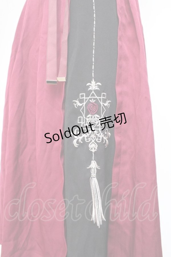 画像3: axes femme / チャイナ風刺繍スカート  ワイン Y-25-09-29-152-AX-SK-SZ-ZI (3)