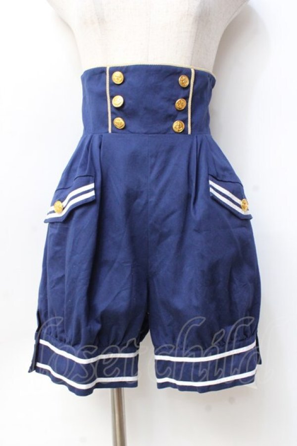 画像1: metamorphose / セーラーハイウエストパンツ  紺 Y-25-09-29-161-ME-PA-SZ-ZY (1)