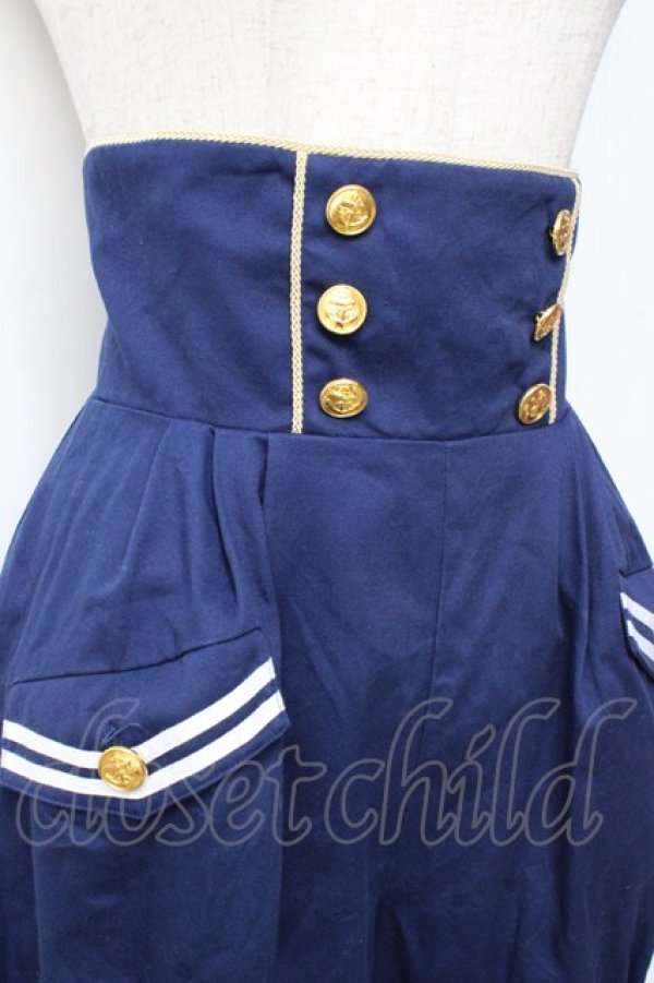 画像4: metamorphose / セーラーハイウエストパンツ  紺 Y-25-09-29-161-ME-PA-SZ-ZY (4)