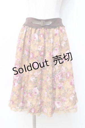 画像: axes femme / 花柄JQ風プリントスカート  ブラウン Y-25-09-29-167-AX-SK-SZ-ZY
