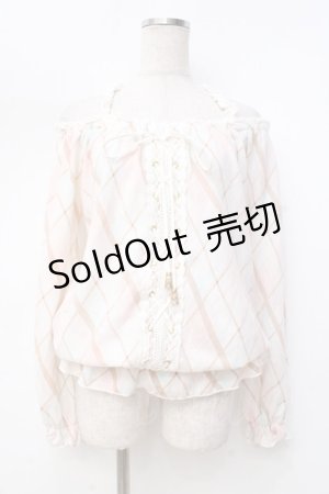 画像: LIZ LISA / アーガイルチェック柄オフショルトップス 0 オフ×ピンク Y-25-09-29-171-LO-TO-SZ-ZY