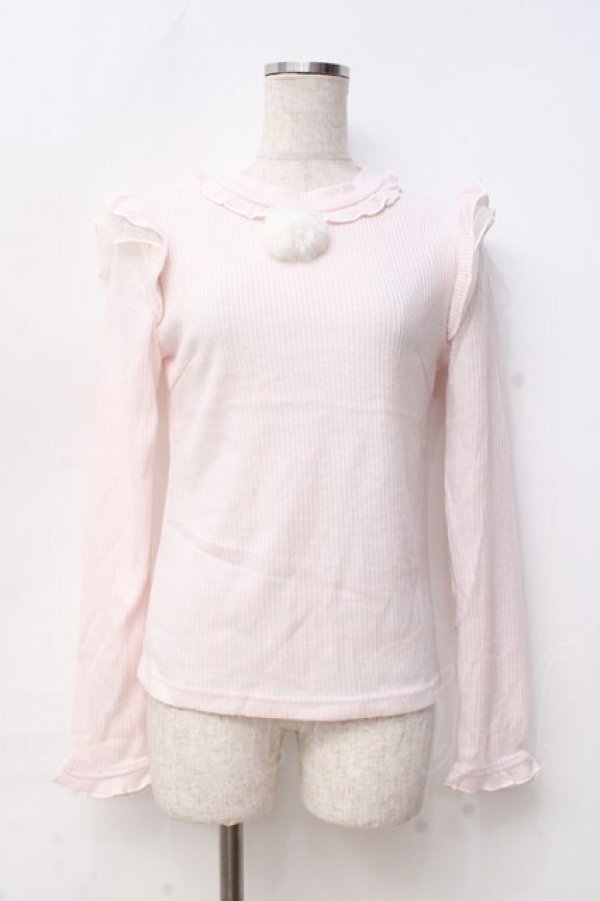 画像1: LIZ LISA / ポンポン付リブトップス 0 ピンク Y-25-09-29-182-LO-TO-SZ-ZI (1)