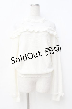 画像: LIZ LISA / リボン通しフラワーニットトップス 0 オフ白 Y-25-09-29-186-LO-TO-SZ-ZI