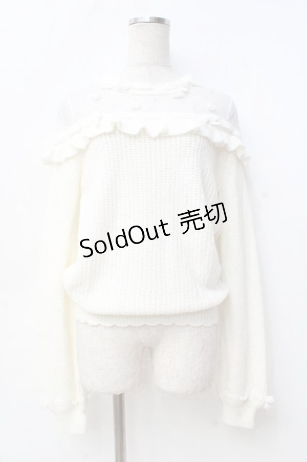 画像1: LIZ LISA / リボン通しフラワーニットトップス 0 オフ白 Y-25-09-29-186-LO-TO-SZ-ZI (1)