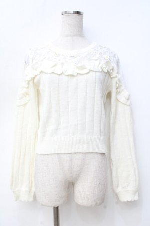 画像: LIZ LISA / フラワー刺繍フリルニットトップス 0 アイボリー Y-25-09-29-188-LO-TO-SZ-ZY