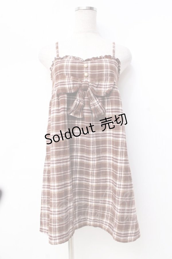画像1: LIZ LISA / チェック柄キャミワンピース 0 ブラウン Y-25-09-29-198-LO-OP-SZ-ZI (1)