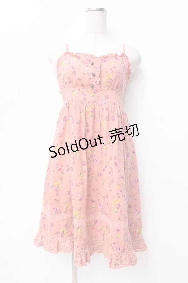 画像1: LIZ LISA / 花柄コーデュロイキャミワンピース 0 ピンク Y-25-09-29-204-LO-OP-SZ-ZY (1)