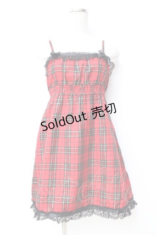 画像1: TRALALA / ラメチェックワンピース 0 アカ Y-25-09-29-205-LO-OP-SZ-ZI (1)