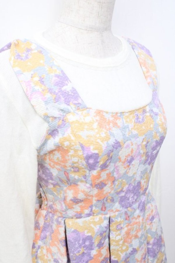 画像4: LIZ LISA / ニットドッキングフラワープリントワンピース 0 ブルーグレー Y-25-09-29-208-LO-OP-SZ-ZI (4)