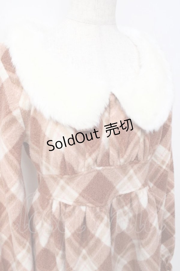 画像3: LIZ LISA / 衿ファーチェック柄起毛ワンピース 0 ブラウン Y-25-09-29-240-LO-OP-SZ-ZY (3)