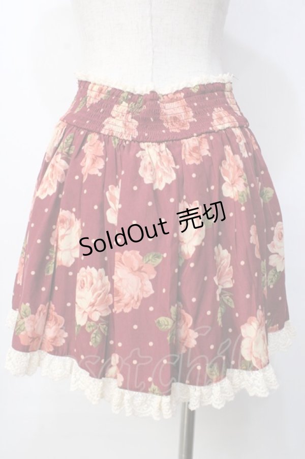 画像2: LIZ LISA / ローズ×ドット柄吊りスカート 0 ボルドー Y-25-09-29-257-LO-SK-SZ-ZY (2)