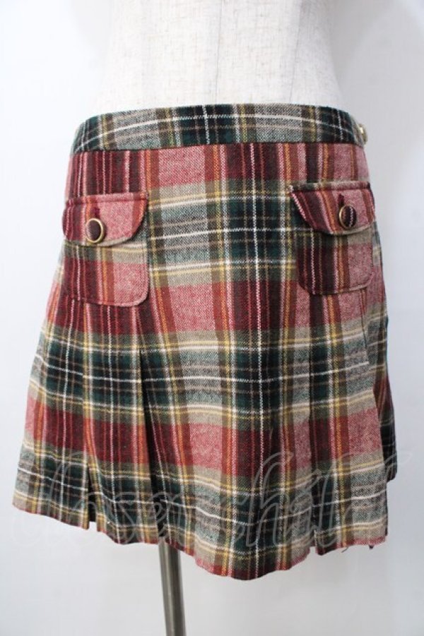 画像1: LIZ LISA / チェック柄プリーツスカート 0 ベージュ×グリーン Y-25-09-29-264-LO-SK-SZ-ZI (1)
