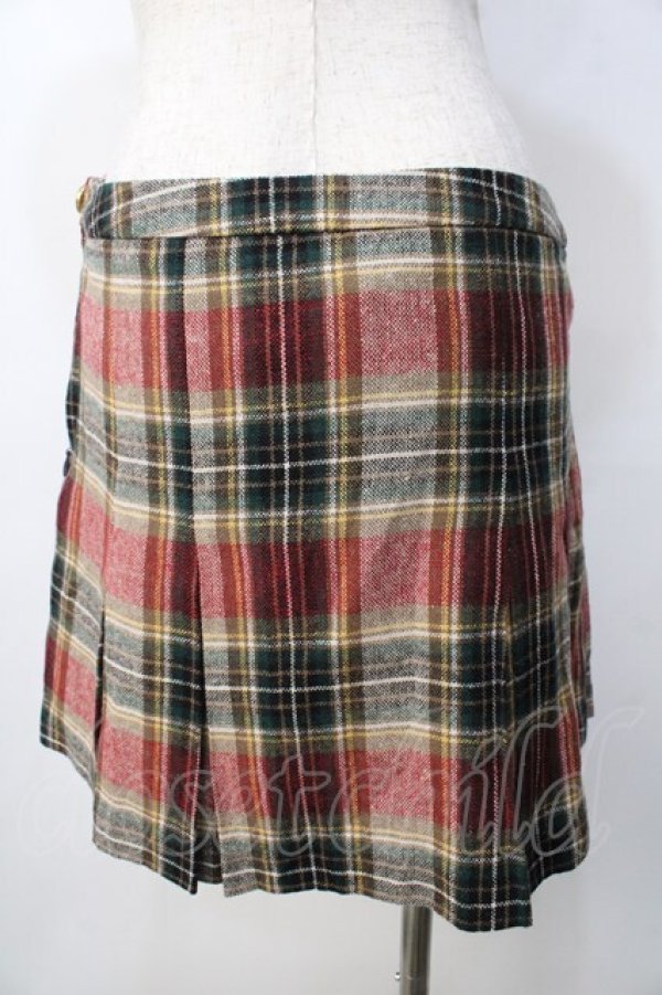画像2: LIZ LISA / チェック柄プリーツスカート 0 ベージュ×グリーン Y-25-09-29-264-LO-SK-SZ-ZI (2)