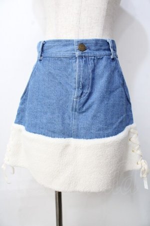 画像: LIZ LISA / 裾ボアデニムスカート 0 ブルー Y-25-09-29-268-LO-SK-SZ-ZY