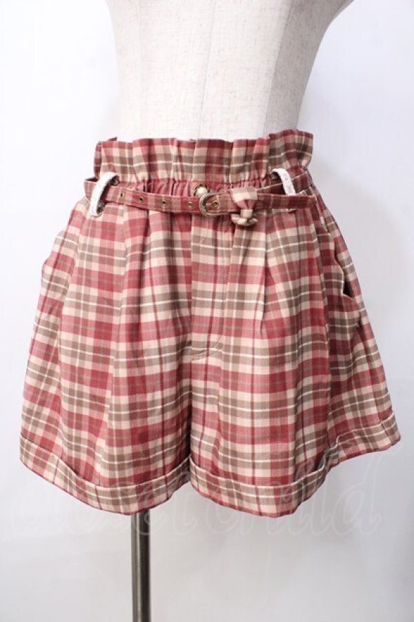 画像1: LIZ LISA / ベルト付きチェック柄パンツ 0 ブラウン Y-25-09-29-285-LO-PA-SZ-ZY (1)