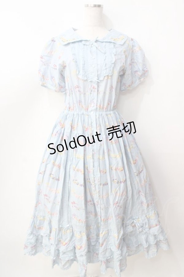 画像1: PINK HOUSE / le langage des fleurs ptワンピース  サックス Y-25-09-30-006-LO-OP-AS-ZY (1)