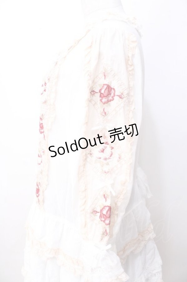 画像4: PINK HOUSE / ローズチュールレース使いパッチワーク風ワンピース  白 Y-25-09-30-008-LO-OP-AS-ZY (4)