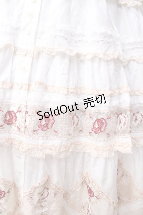 画像5: PINK HOUSE / ローズチュールレース使いパッチワーク風ワンピース  白 Y-25-09-30-008-LO-OP-AS-ZY (5)